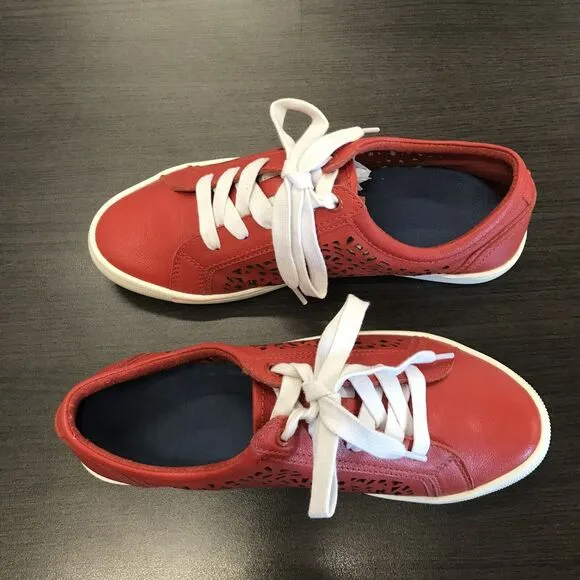 Ziera Denver Red Leather Laser Die Cut Hole Sneaker Shoes Women EU 36 FF US 5.5