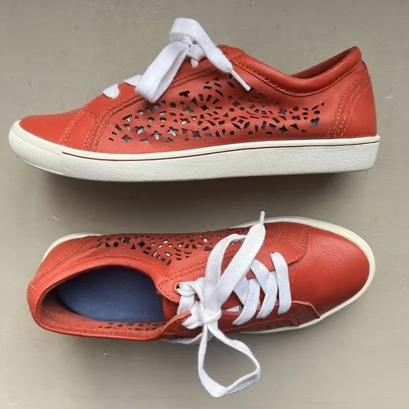 Ziera Denver Red Leather Laser Die Cut Hole Sneaker Shoes Women EU 36 FF US 5.5